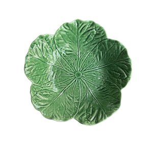 Bordallo Pinheiro Portugal Pottery Majolica Cabbage Leaf Salad Serving Bowl 12"